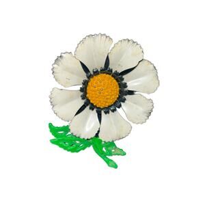 Vintage Floral Daisy Pin Retro 70’s Brooch